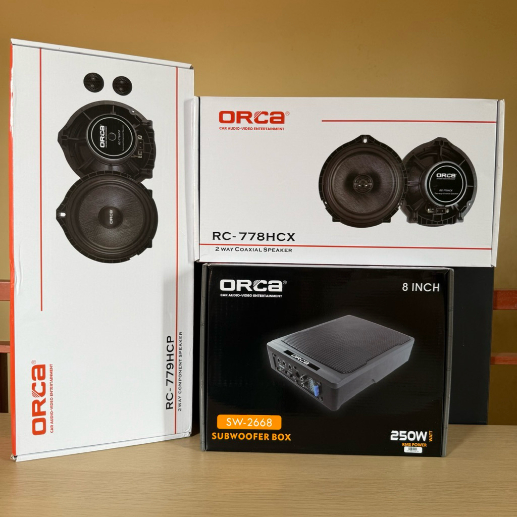 PAKET AUDIO ORCA SPEAKER OEM SPLIT + COAXIAL OEM + SUBWOOFER KOLONG ORCA 8 INCH