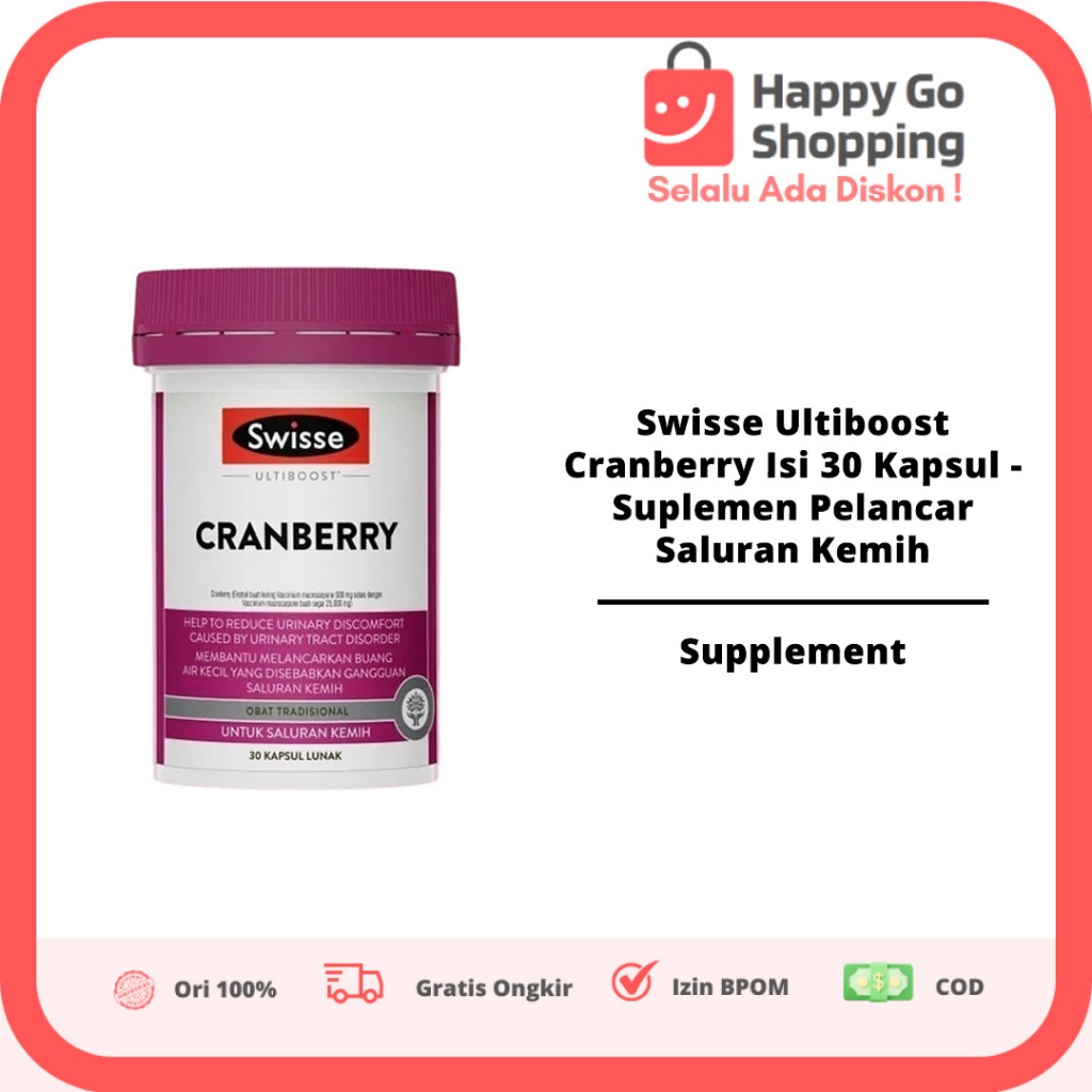 Swisse Ultiboost Cranberry Isi 30 Kapsul - Suplemen Pelancar Saluran Kemih