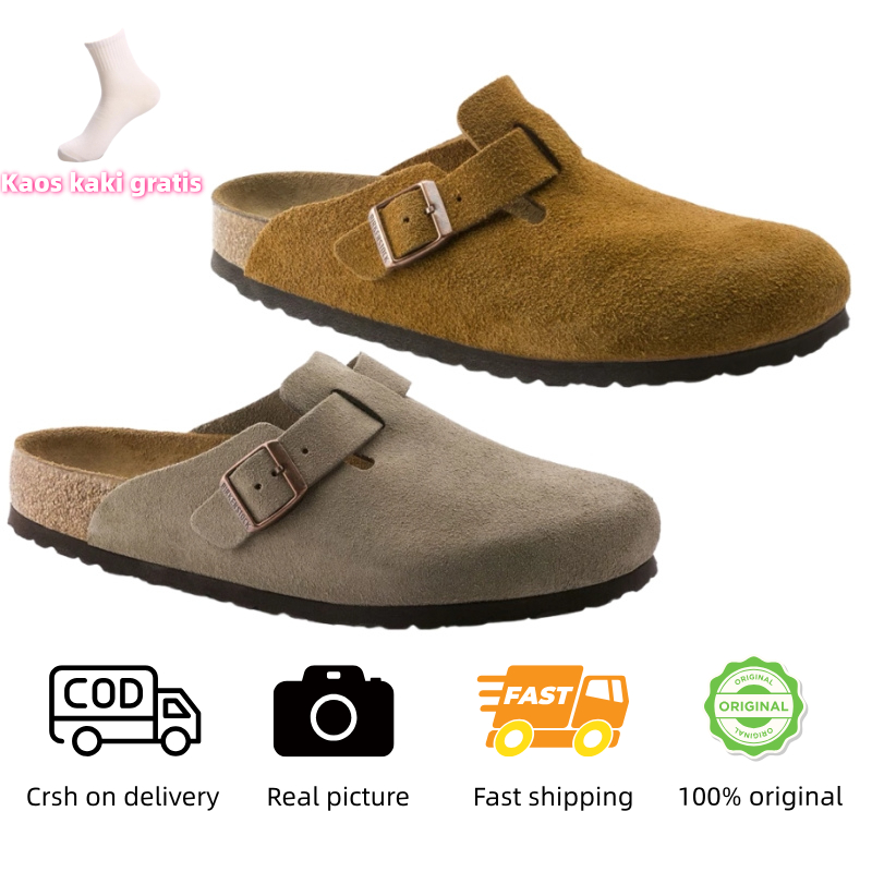 Birkenstock Boston Soft Footbed Original Cocok untuk pria dan wanita Sepatu santai slip-on