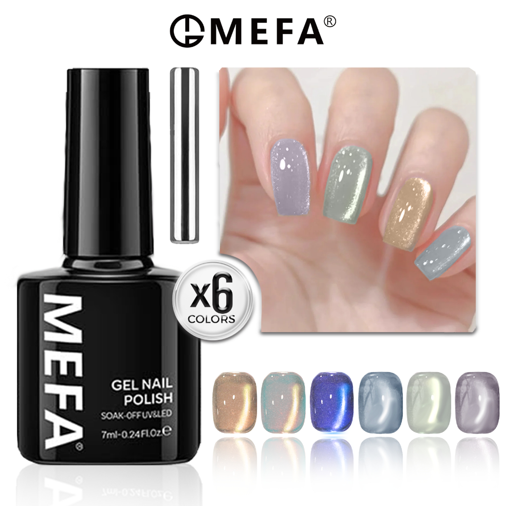 MEFA Cat Kuku Gel Nail Polish, 6 Warna Green Glitter Nail Polish Gel Dark Avocado Sage Green Evergre