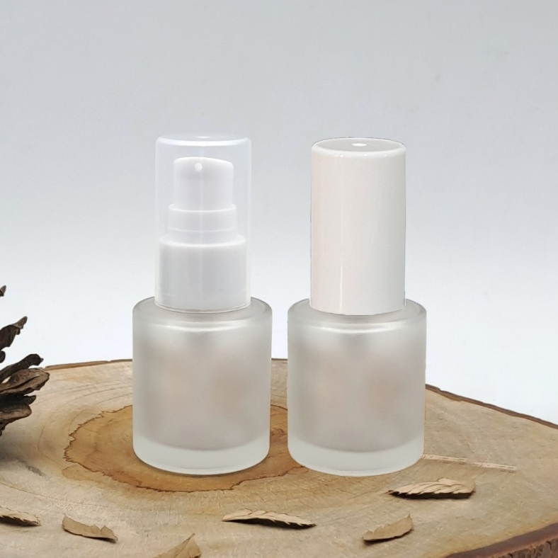 Botol Pump Kaca 20ml / Botol Kaca 20ml Tutup Pump Full Cap / Botol Serum Kaca 20ml Frosted Cantik Ae