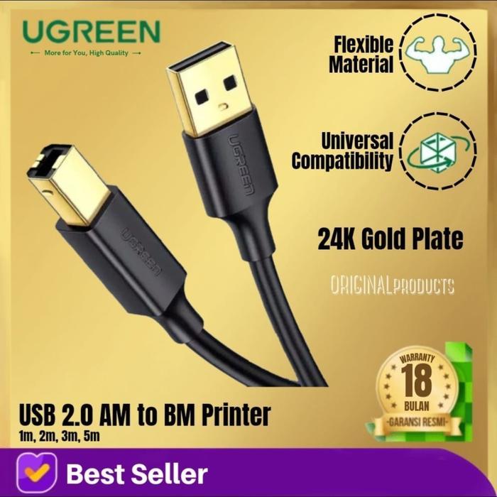 UGREEN KABEL USB 2.0 TO B PRINTER SCANNER HP CANON EPSON 5M gold plate - 1 METER - 20846