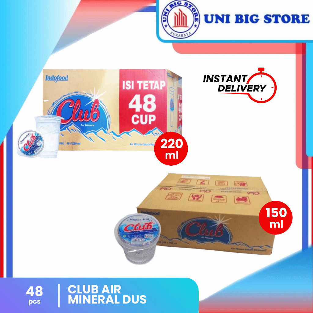 Club Amidis Air Mineral Gelas Cup 220 ml 150 ml DUS 48 Pcs