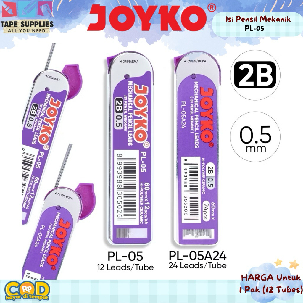 

ISI 144 (12 TUBES) Joyko Isi Pensil Mekanik 0.5mm 2B PL-05