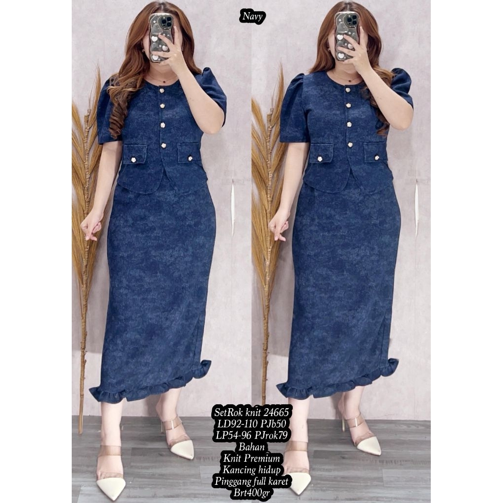 FER 24665 SET ROK KNIT IMPORT / SET ROK RAJUT WANITA / READY / REALPICT