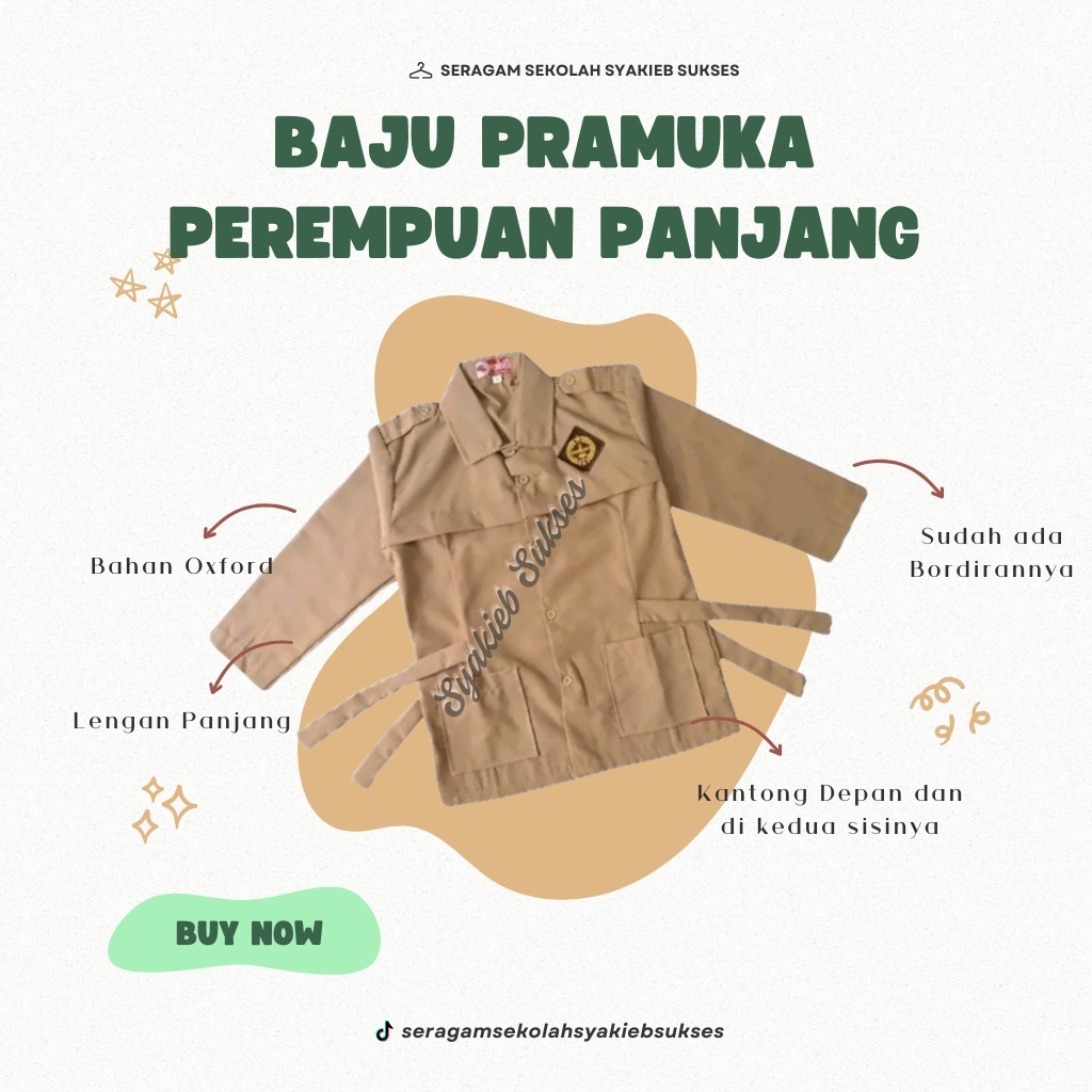 BAJU PRAMUKA PEREMPUAN SMP/SMA LENGAN PANJANG TPRAMUKA TALI