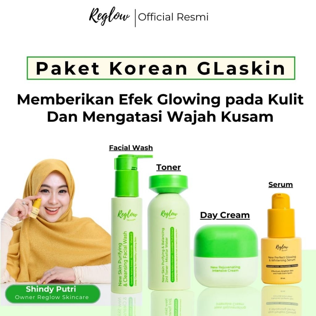 [Bundling] Reglow Glowing Set (Facial Wash, Toner, Rejuvenating Intensive Cream, Glowing and Whiteni