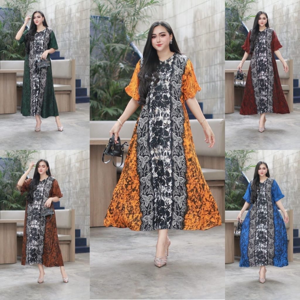 Dress Batik Modern Wanita Lengan Pendek – Busana Casual & Formal Elegan