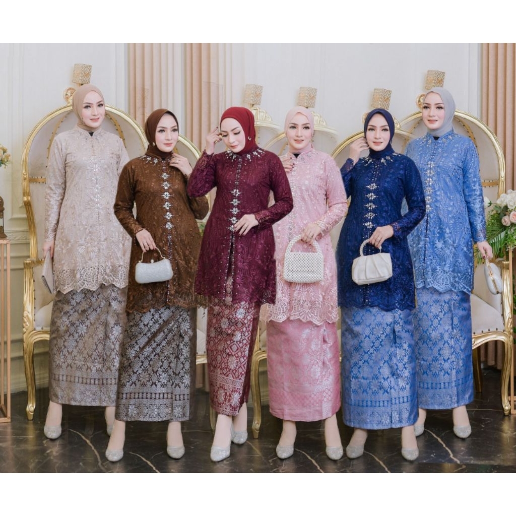 HS set kebaya tunik tile / set kebaya modern / set kebaya + hijab