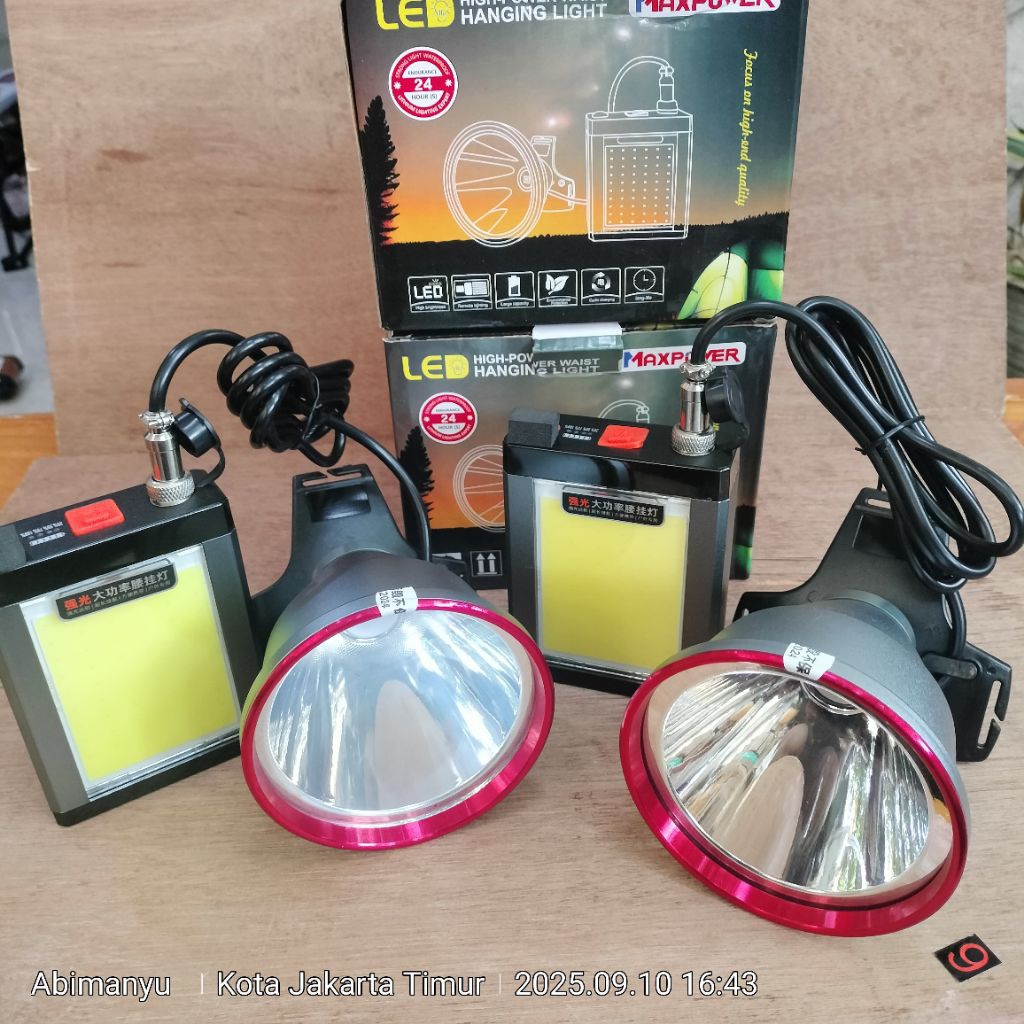 Senter kepala jumbo aki 400 watt + 20 LED COB XJ-G100 dan XJ-400 kapasitas baterai 12.000mAh emergen