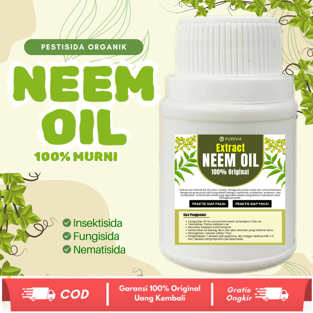 NEEM OIL MURNI 100% ASLI EKSTRAK DARI DAUN & BIJI MIMBA PESTISIDA FUNGISIDA ORGANIK