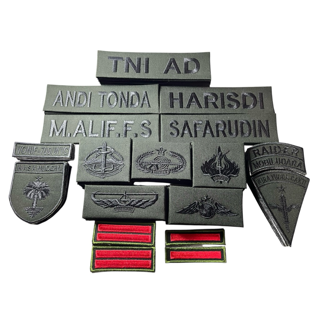 BORDIR TNI PAPAN MAMA ATRIBUT PDL TNI (kain keras), papan nama PDL TNI, Bordir atribut PDL TNI, Bord