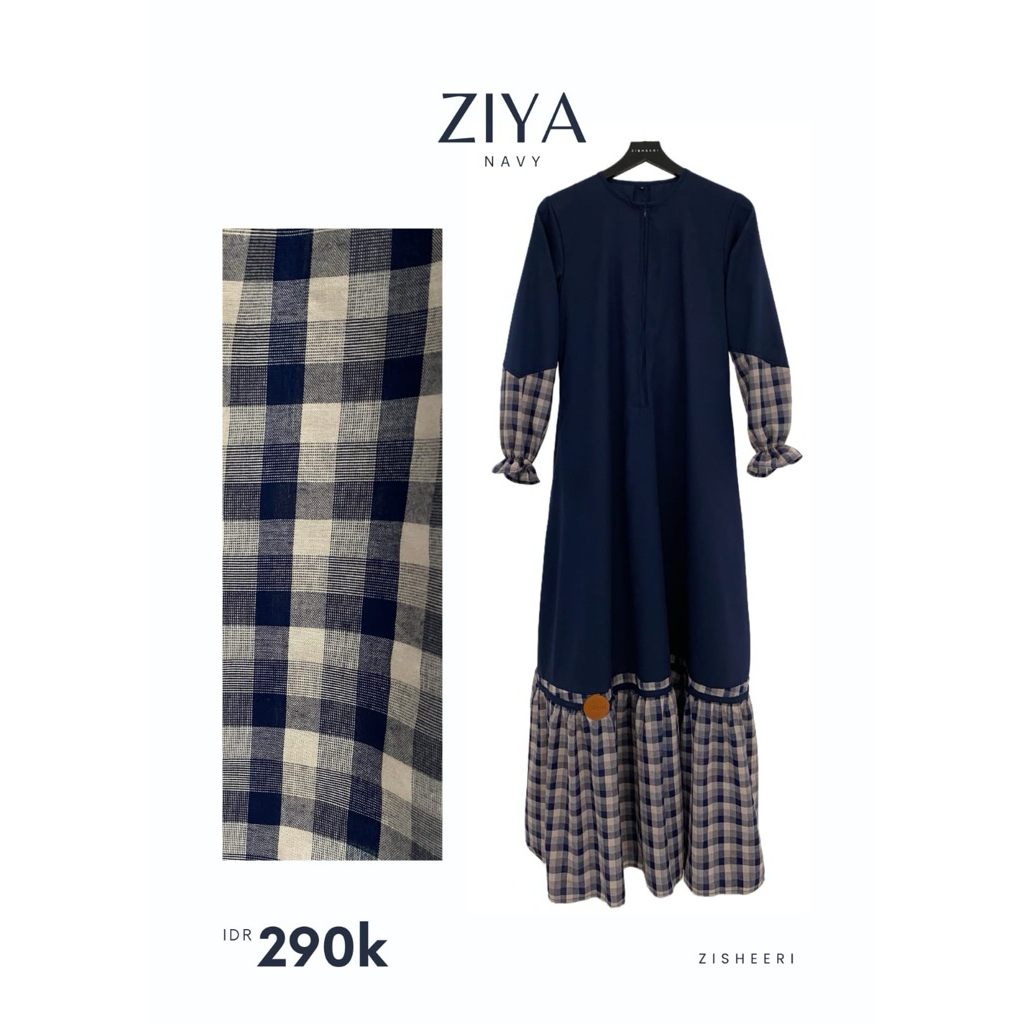 Zisheeri Ziya Dress Full Katun Premium Gamis Elegant Ada Request Size XS-5XL dan Panjang