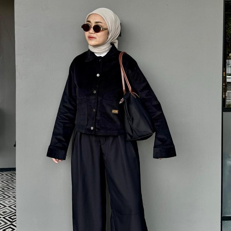 Moana Corduroy Jacket Semi Crop Realpict Jaket Corduroy Wanita Outer Corduroy