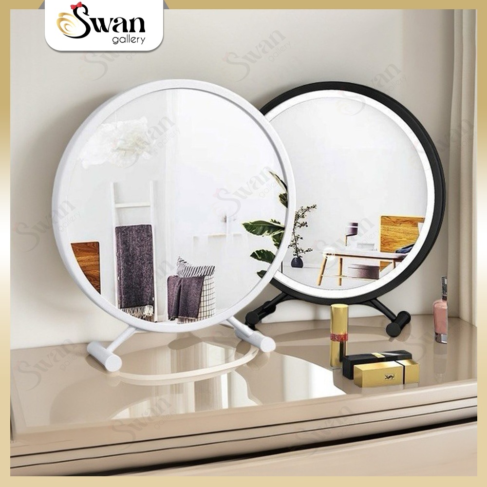 Cermin Bulat Standing Make Up Rias Wajah Dinding Aesthetic Kaca Kamar Mandi Tebal Korea Mirror Beaut