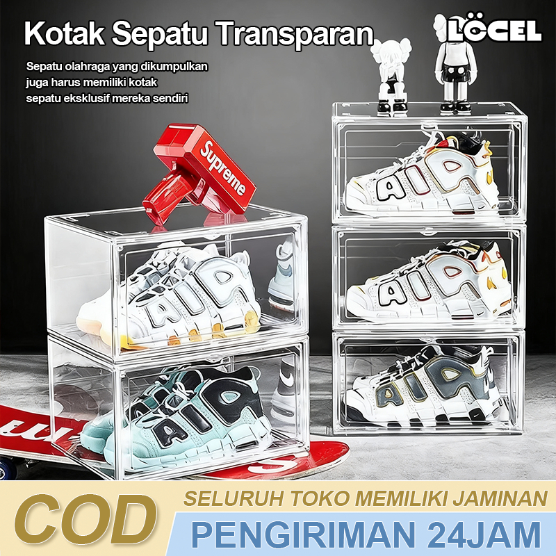 Kotak Sepatu Transparan Acrylic Box Shoes Box Akrilik Ukuran Besar Tempat Penyimpanan Sepatu Rak Sep