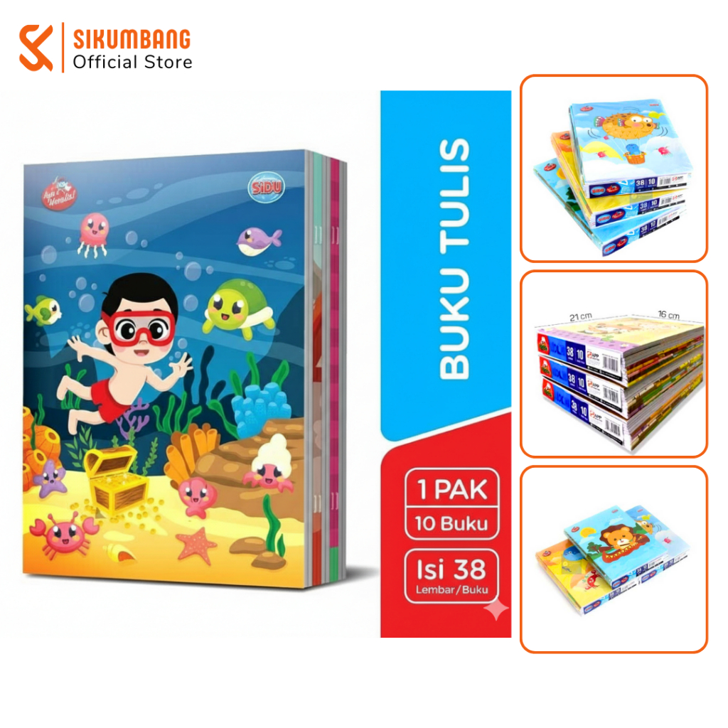 

Buku Tulis SIDU 38 Lembar – 1 Pak Isi 10 Buku, Kertas Halus & Berkualitas