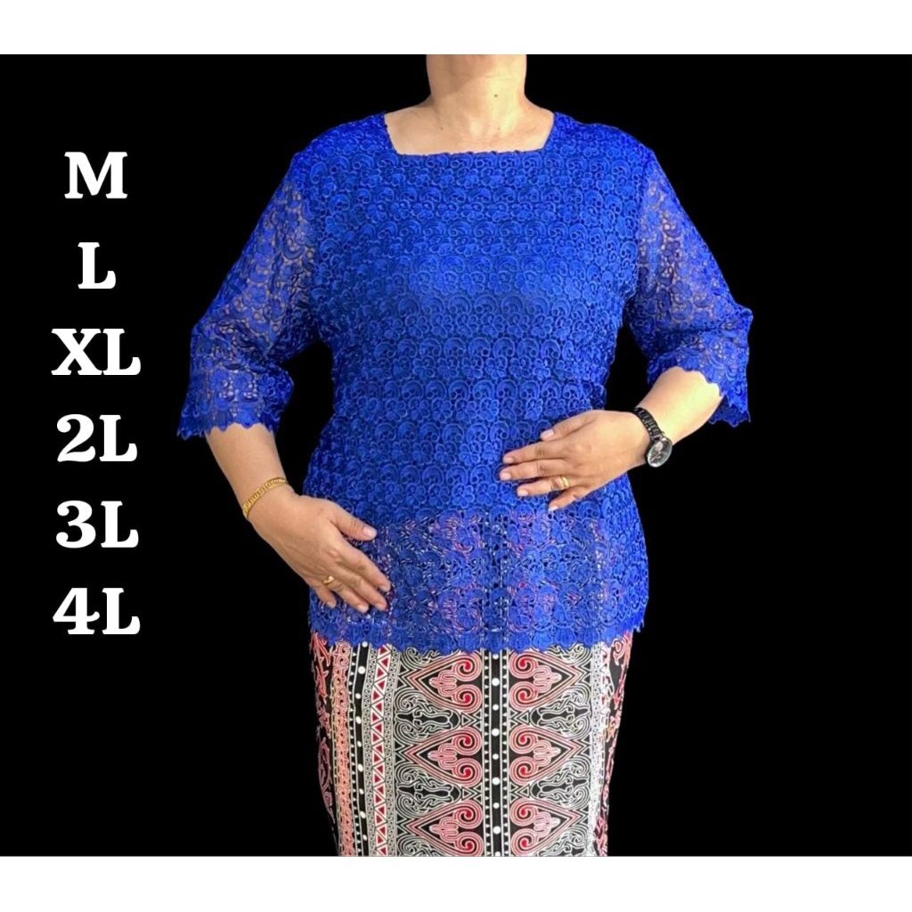 Atasan brokat hoki/ Blouse hoki premium/ Blus hoki leher sabrina ukuran M-5L