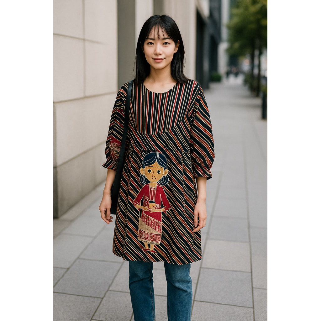 Masayu Batik - Tunik Batik Wanita Atasan Boneka Akiko