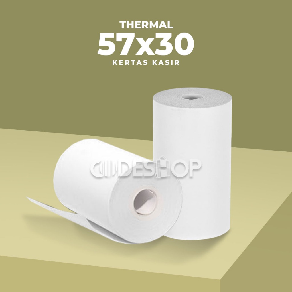 Kertas Kasir Thermal 57x30mm / 57 x 30 / 57x30 mm Struk Nota Coreless