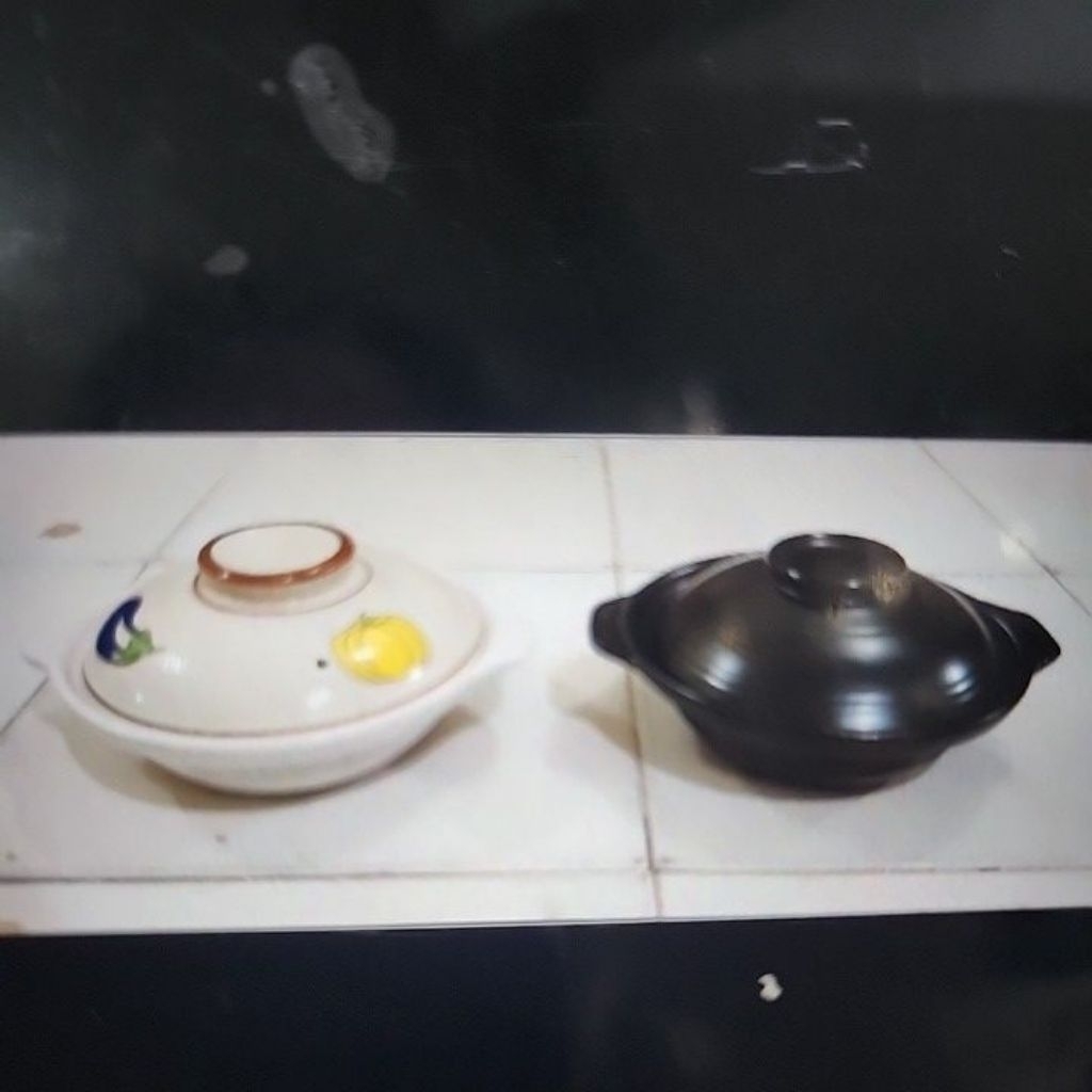 Sapo Tanah Liat Gerabah Tanah Liat Claypot 8" 600ml Hitam Putih