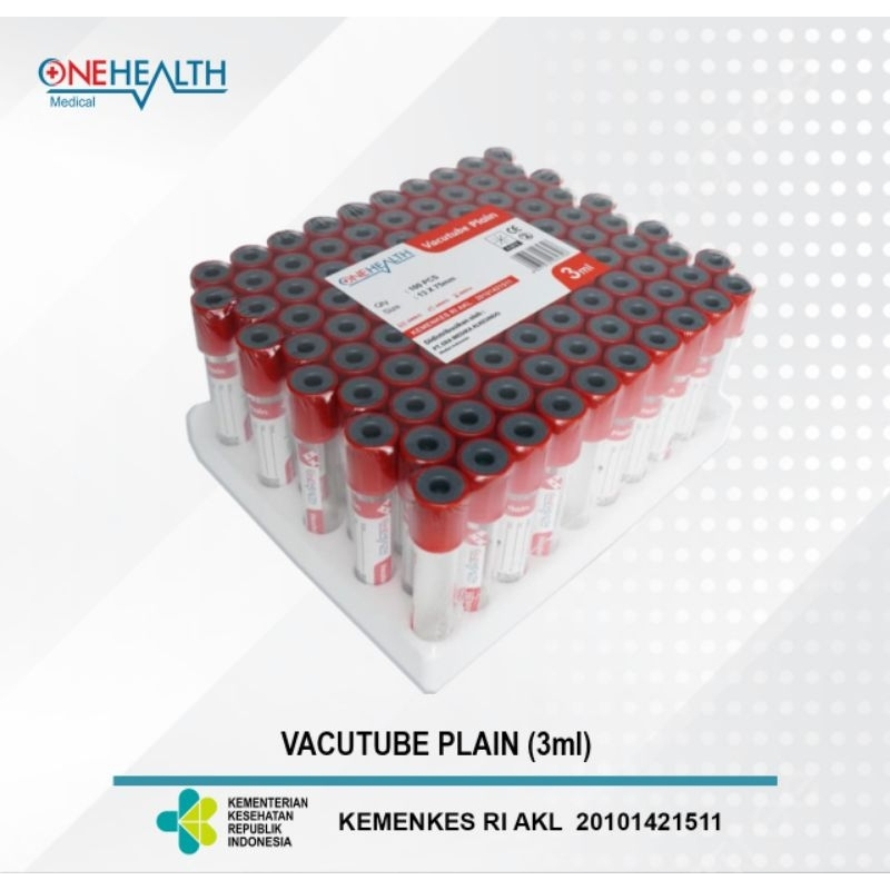 TABUNG PLAIN 3ML ONEHEALTH / TABUNG KACA / TABUNG EDTA 3ML TABUNG VACUTUBE TABUNG KIMIA