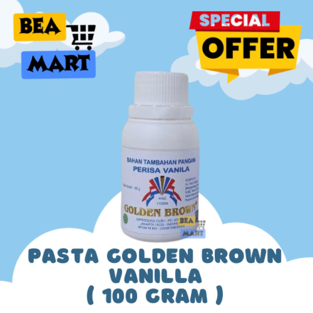 Golden Brown Pasta VANILLA 100gr | Perisa Dan Pewarna Makanan Vanila Vanilie Vanili Kemasan Botol 10