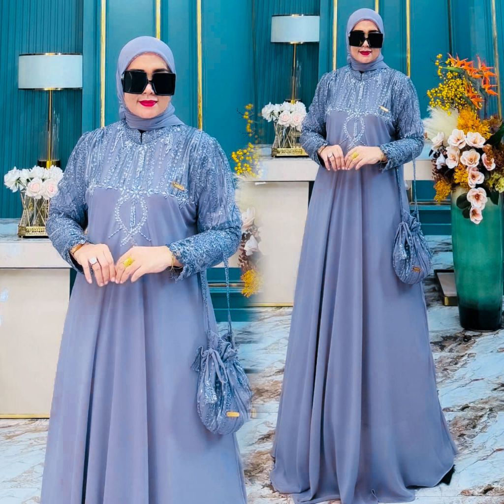 Gamis Brokat Premium Modern Elegan  Dress Pesta Muslimah