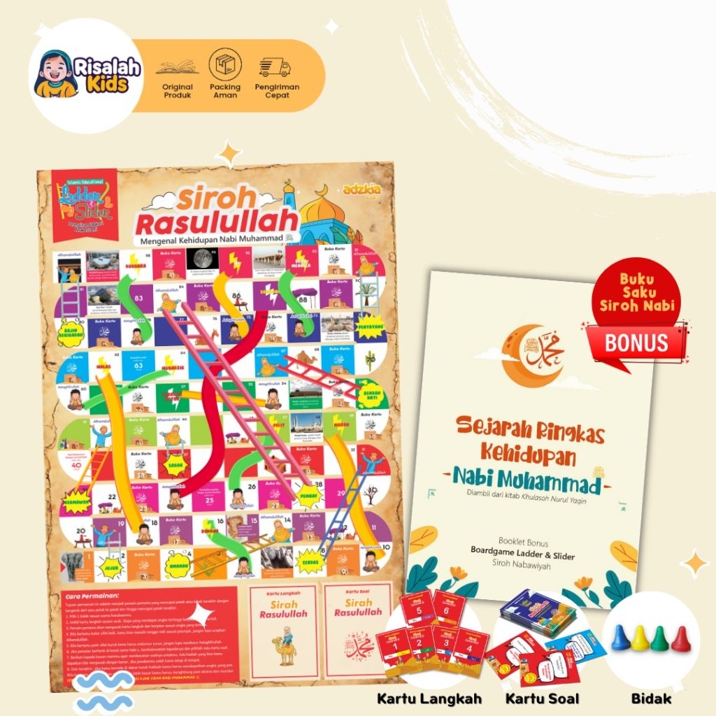 Board Game Edukasi Islami Anak  l Mainan Edukatif Islami Anakl l Board Game Belajar Siroh Nabi