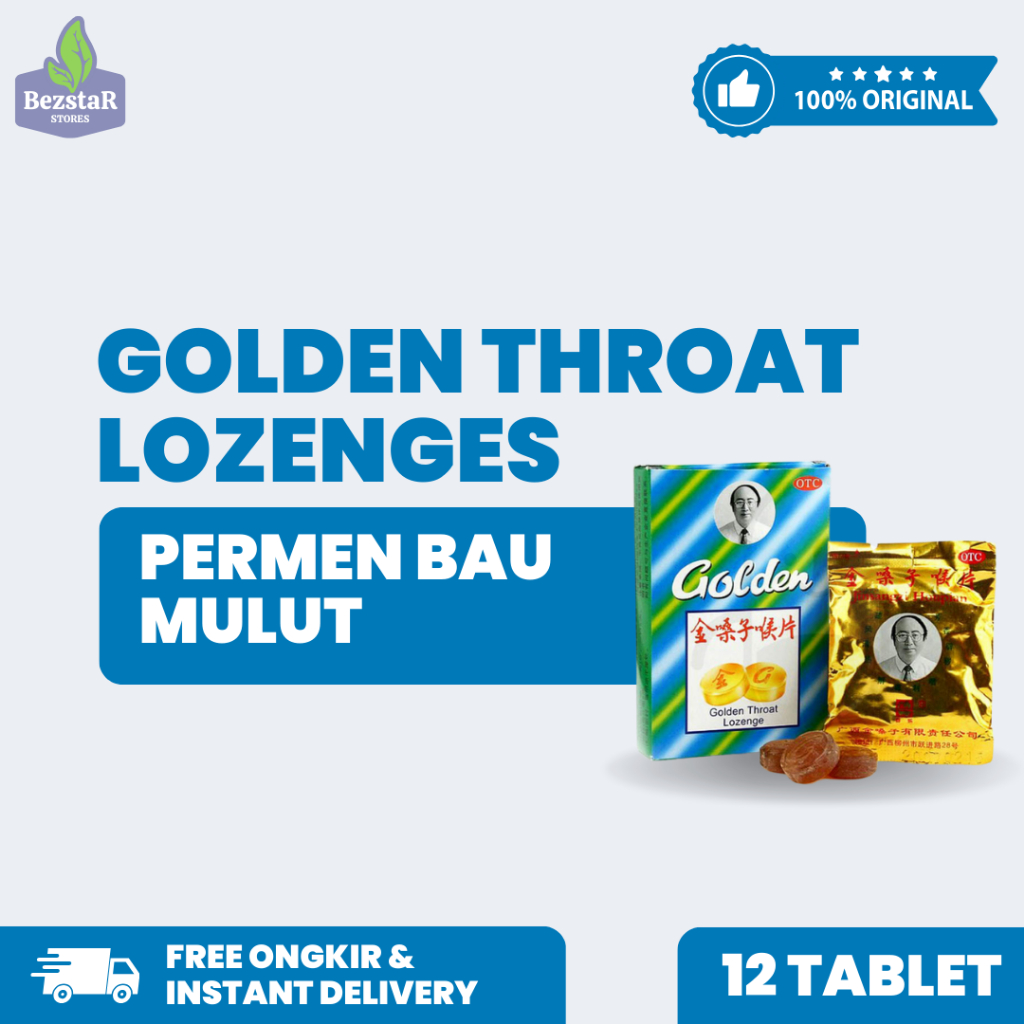 Permen Herbal untuk Tenggorokan Kering, Atasi Bau Mulut & Radang Tenggorokan Golden throat Lozenge -