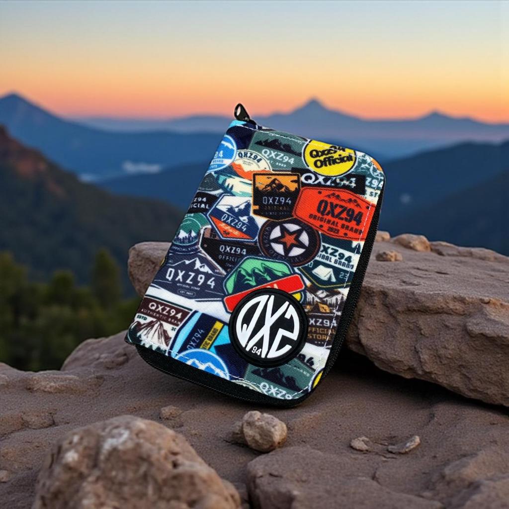 new qxz94 dompet lipat pria resleting keliling kanvas full motif kulit pu sintetis oval outdoor