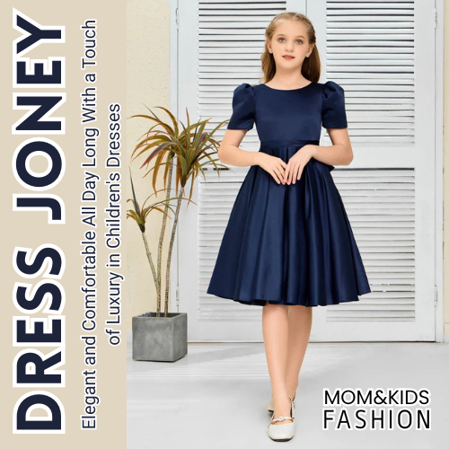 JONEY | MIDI DRESS ANAK PEREMPUAN | DRESS NATAL | DRESS SATIN KEKINIAN | DRESS GEREJA ANAK PEREMPUAN