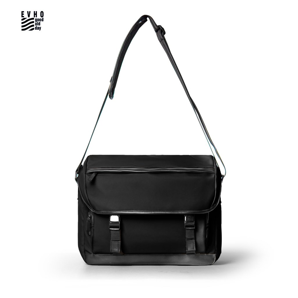 Evho - CARLOS Black Slingbag muat Laptop 14 inch I Messenger Bag Pria