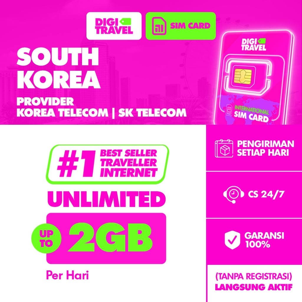 Sim Card South Korea Unlimited | Simcard Korea Selatan | DIGITRAVEL SimCard South Korea Unlimited