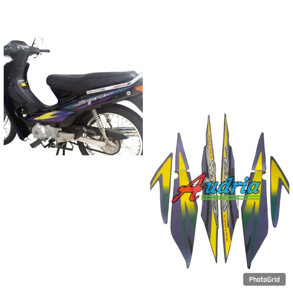 Striping Stiker Motor Honda Supra 100 1997 Hitam-Kuning