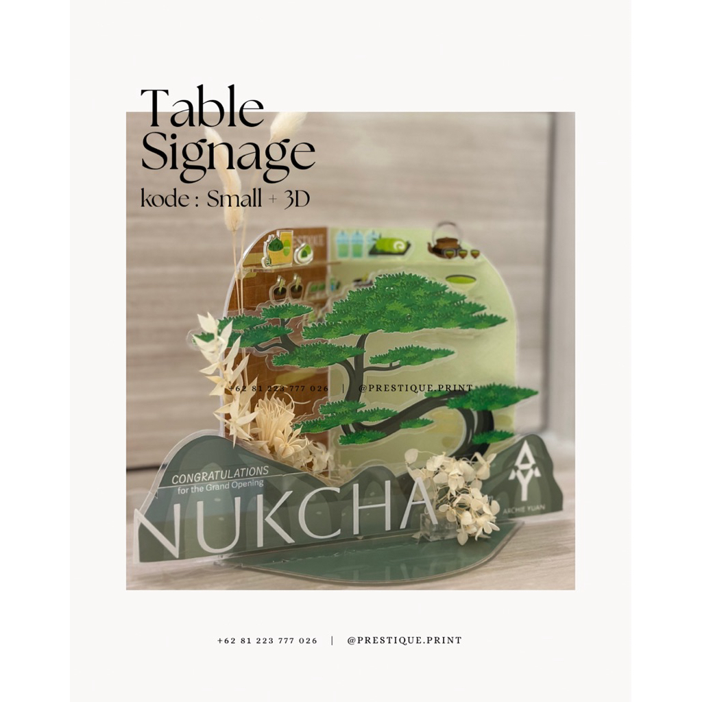 Custom 3D Table Acrylic Signage uk Small/Medium/Large . Papan ucapan akrilik dengan bunga untuk hadi