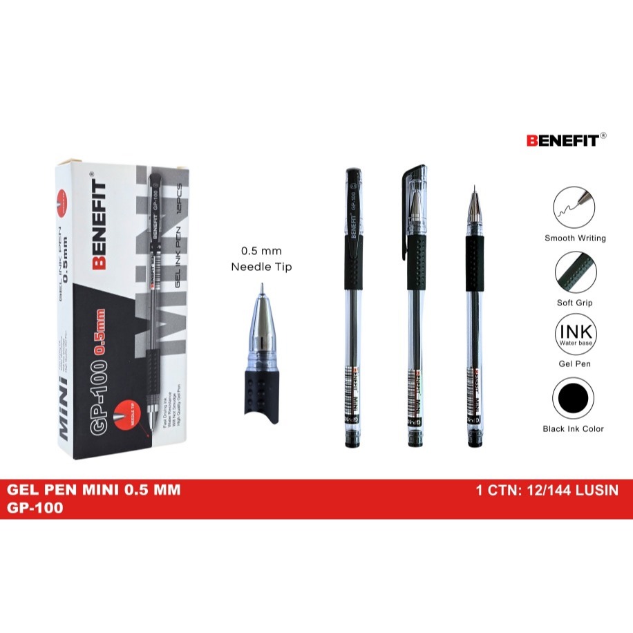 

PACK BOLPEN GEL BENEFIT GP-100 0.5 BLACK ISI 12PCS