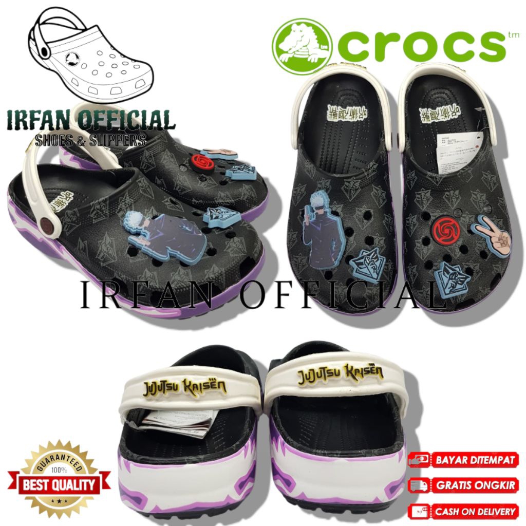 SANDAL CROCS X JUJUTSU KAISEN / SANDAL CROCS UNISEX / SANDAL DEWASA & DAN ANAK-ANAK / SANDAL LAKI-LA