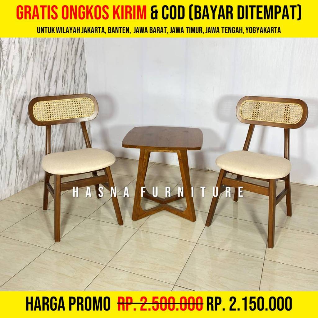 Paket Set Kursi Teras Jati Untuk Santai Depan Rumah & Taman, Kursi Cafe Kayu Jati Minimalis Awet Ber