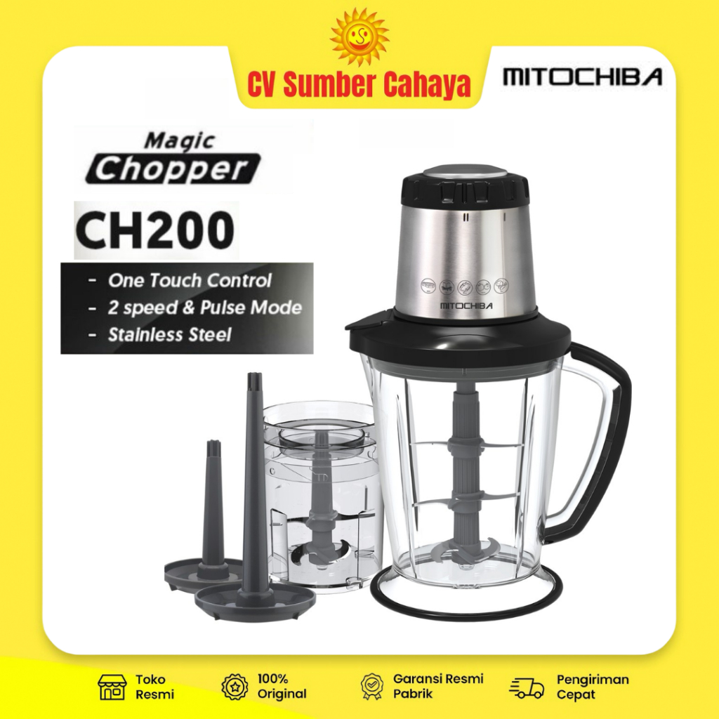 Mitochiba Blender Food Chopper Daging dan Bumbu 3 Pisau CH 200 Steel