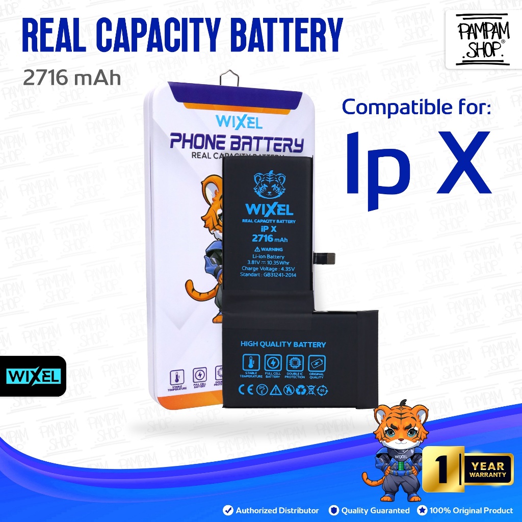 WIXEL ORIGINAL Baterai Iphone X Batre Batrai Battery Dual Double Power HP Handphone Apple Ip Ori