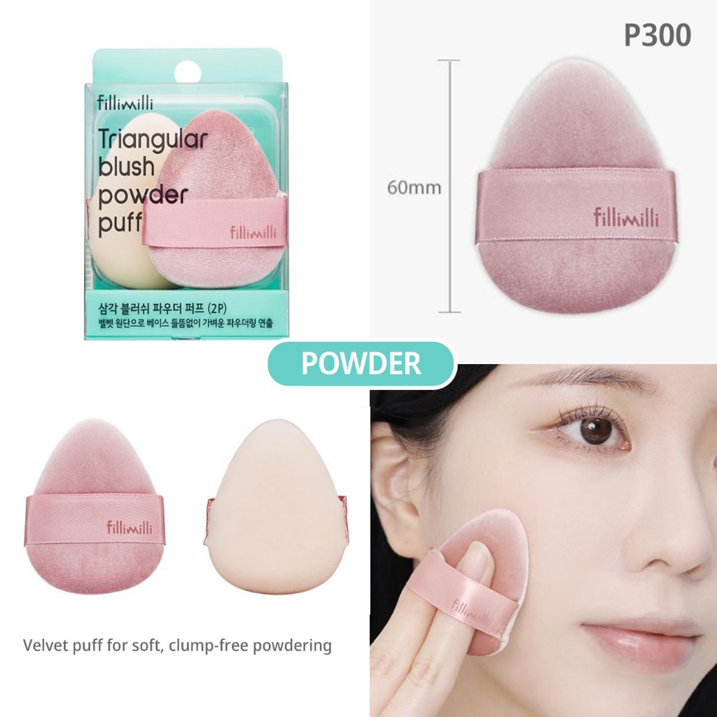 READY SIAP KIRIM FILLIMILLI TRUANGULAR POWDER PUFF VELVET (isi 2) + CASE
