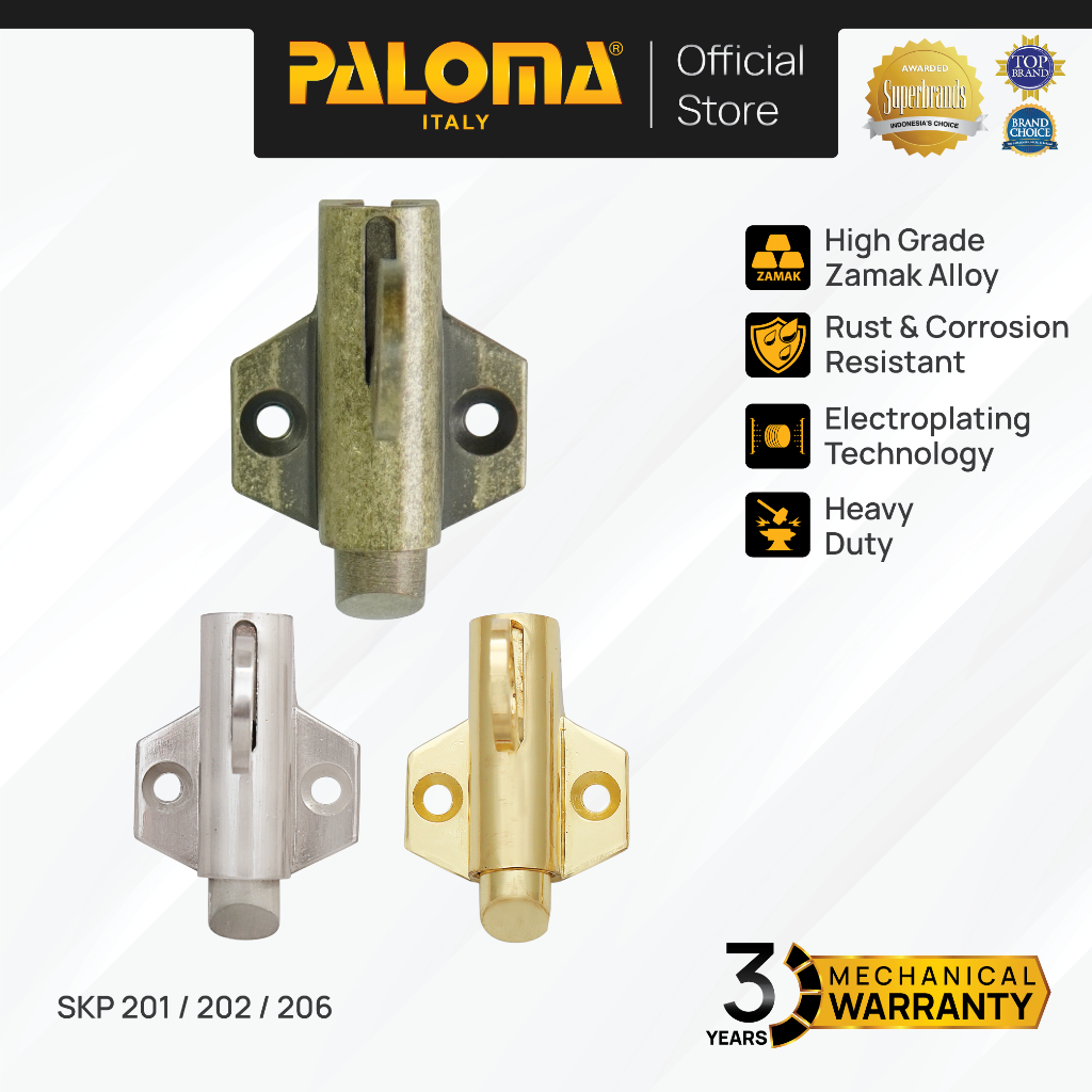 PALOMA Spring Knive Kunci Pengunci Jendela Grendel Window Knip Zamak Chrome Krom Satin Sliver Grey A