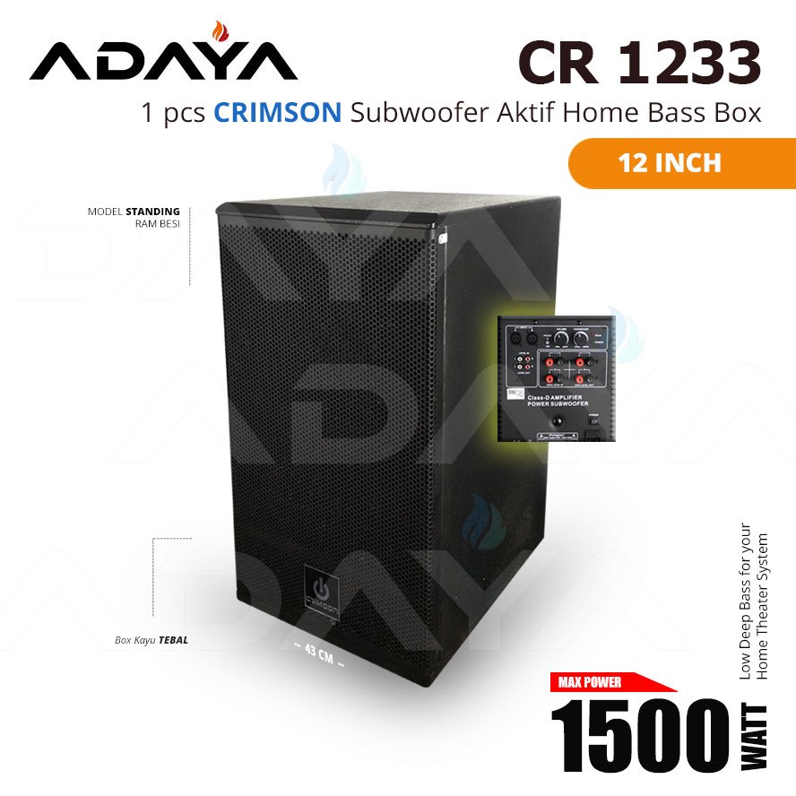 SUBWOOFER AKTIF Crimson CR 1233 SPEAKER 12 Inch Home Theater Karaoke Audio Bass Box