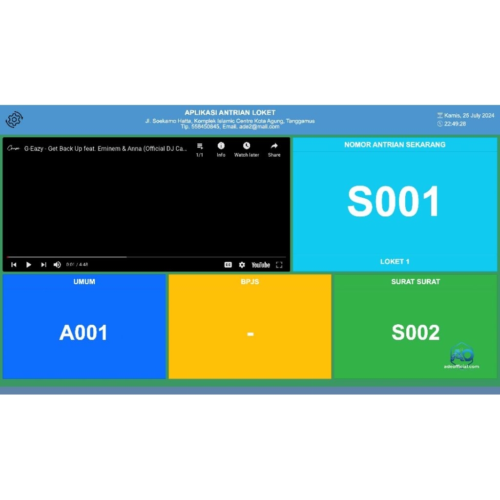 Aplikasi Antrian Web PHP + MySQLi SOURCE CODE | untuk klinik puskesmas rumah sakit layanan antrian b