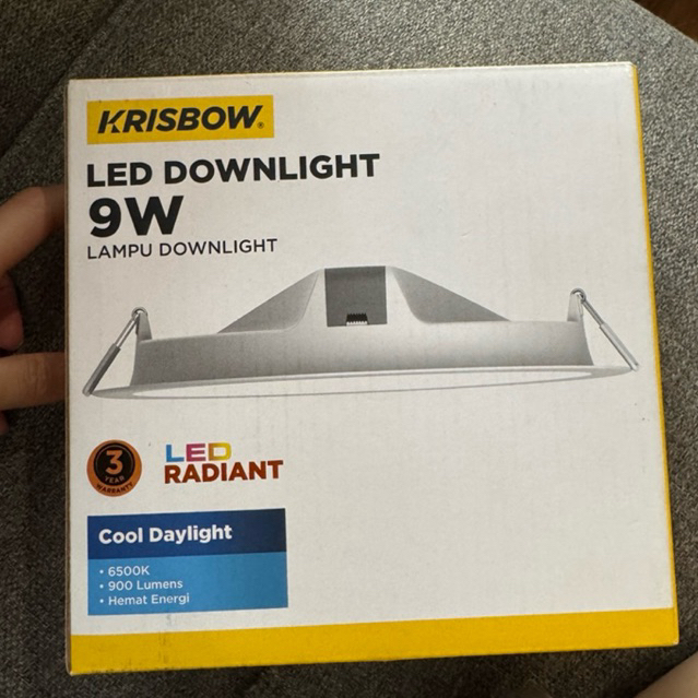 Lampu LED downlight Krisbow 9 watt 9W 6500K putih cool daylight