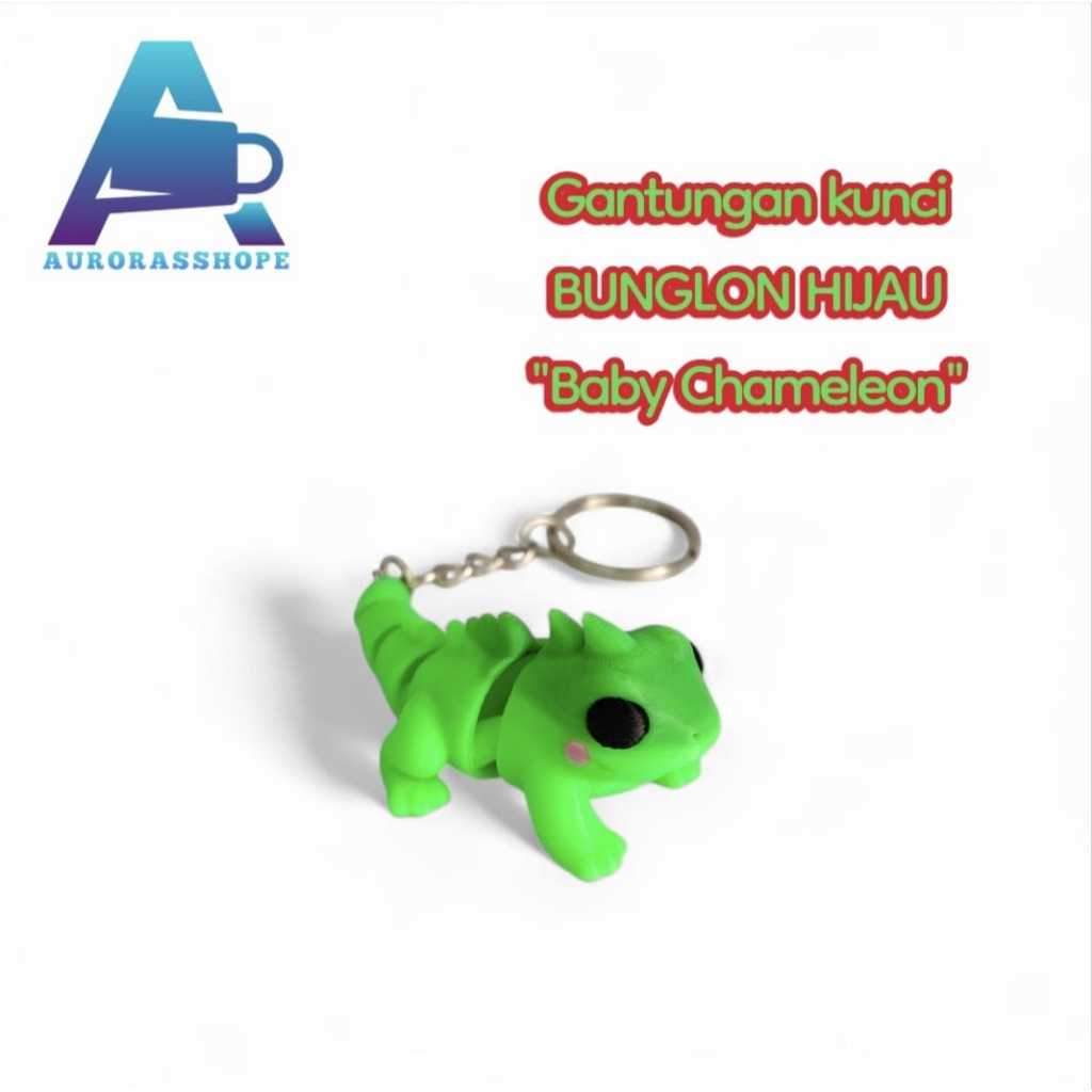 Gantungan kunci Bunglon Hijau "Baby Chameleon" -aurorashope-