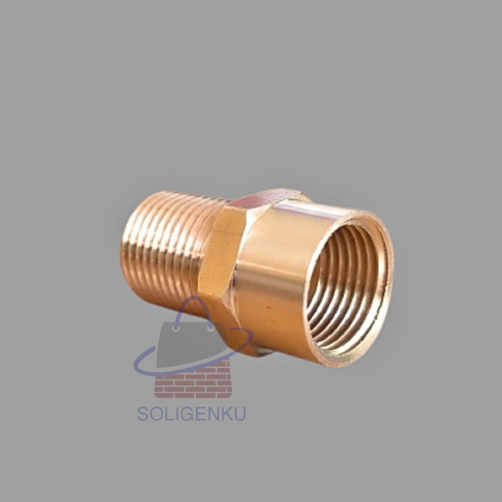 Sambungan Sok Kran (D.L) Panjang 1/2" Inch KUNINGAN/Sok Kuningan Drat Luar Panjang 1/2x1/2  [Panas D