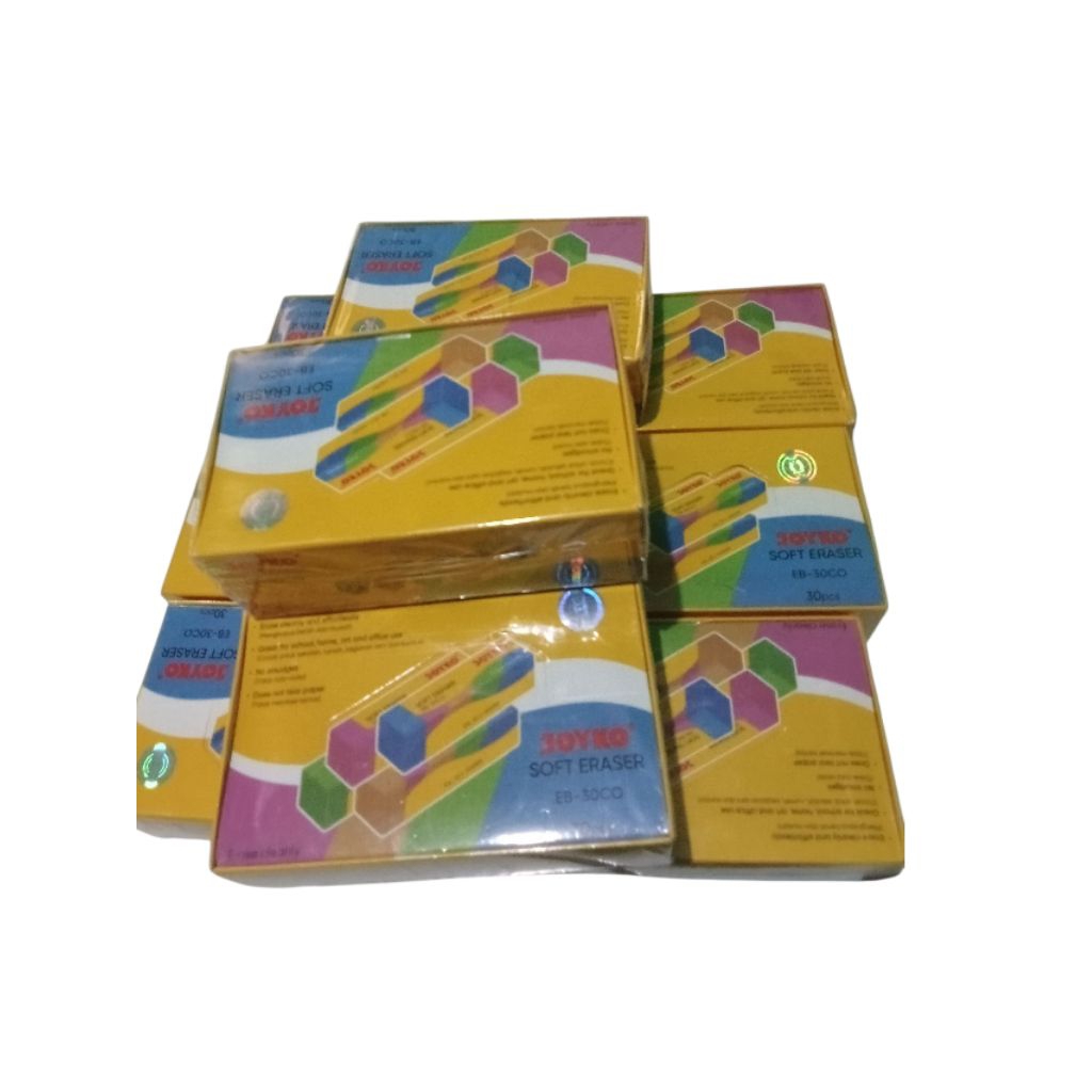 penghapus JOYKO SOFT ERASER warna.warni panjang.besar.1pck.isi30.pcs.harga promo.stok ada