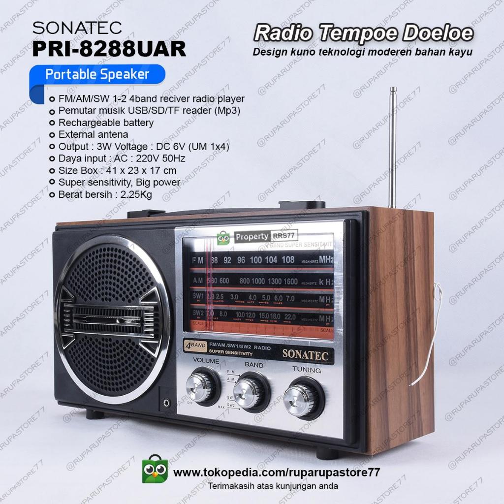 Radio kayu a/dc speaker mp3 jadul kuno Sonatec PRI-8288UAR klasik 4band
